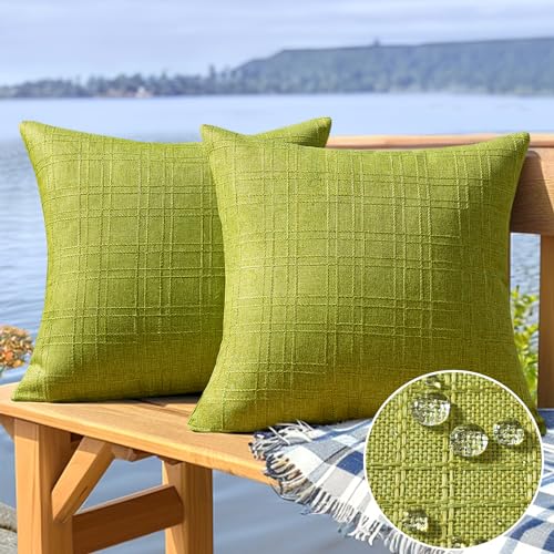 MIULEE Outdoor Waterproof Throw Pillow Covers Decorative Farmhouse Water Resistant Cushion Covers for Tent Patio Garden Couch Sofa Pack of 2, 20x20 Inch Dark Brown