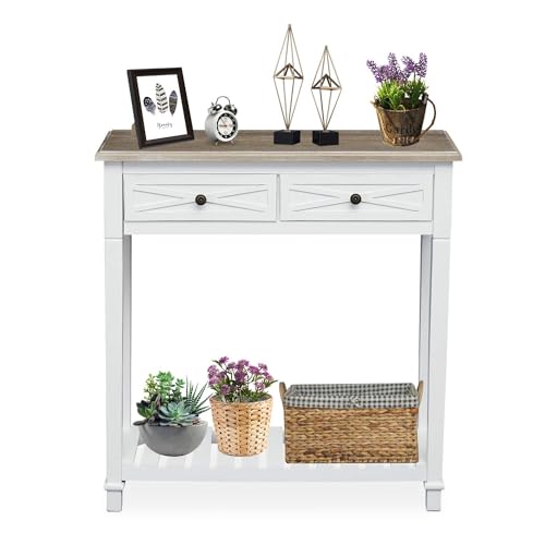 Kinlife Modern Entryway Console Table - Long Sofa Table with 4 Drawers and Lower Shelf Wood End Table with Storage, Black