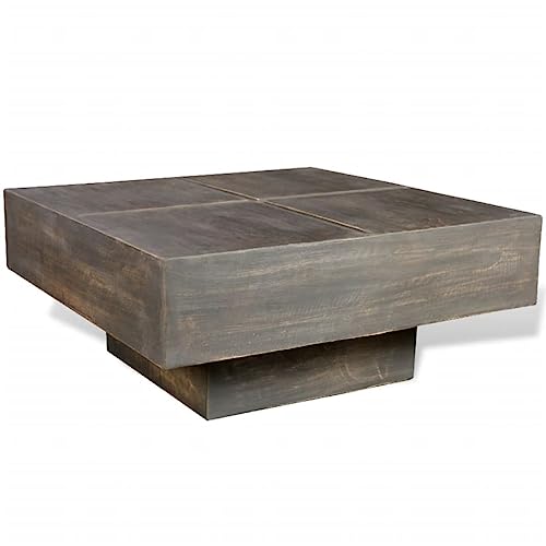 Coffee Table Dark Brown Square Solid Mango Wood,AntiqueStyle Square Coffee Table with Mango Wood Dark Brown Accent Coffee Tables for Home & Kitchen