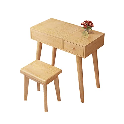 Dressing Table Makeup Dresser Table with Flip Top Mirror Wooden Makeup Vanity Table with 1 Drawer Writing Desk for Bedroom Dressing Table with Mirror