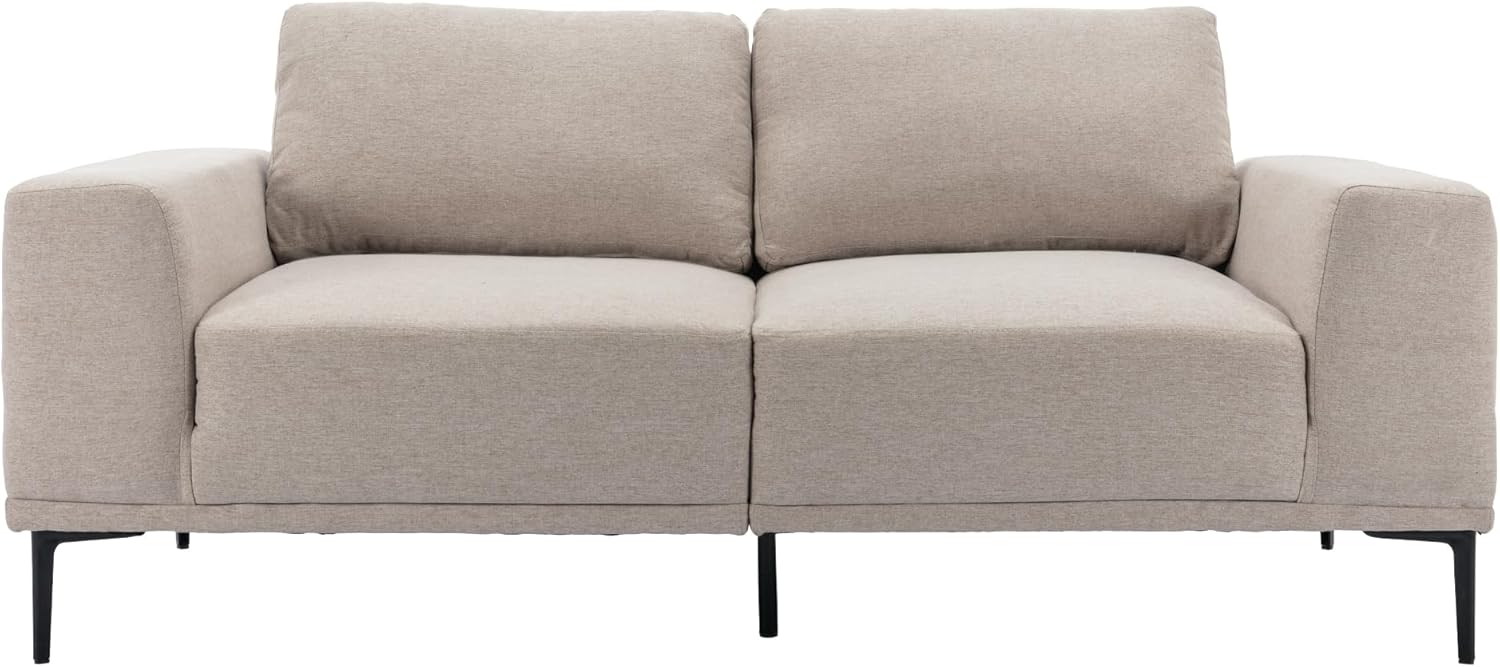 Sofa para sala Large Sofa – 74.8 Inch Linen Fabric Loveseat Couch, Mid-Century Modern Style, Perfect for Living Room, Apartment, Bedroom - Beige Furniture Fluffy Couch