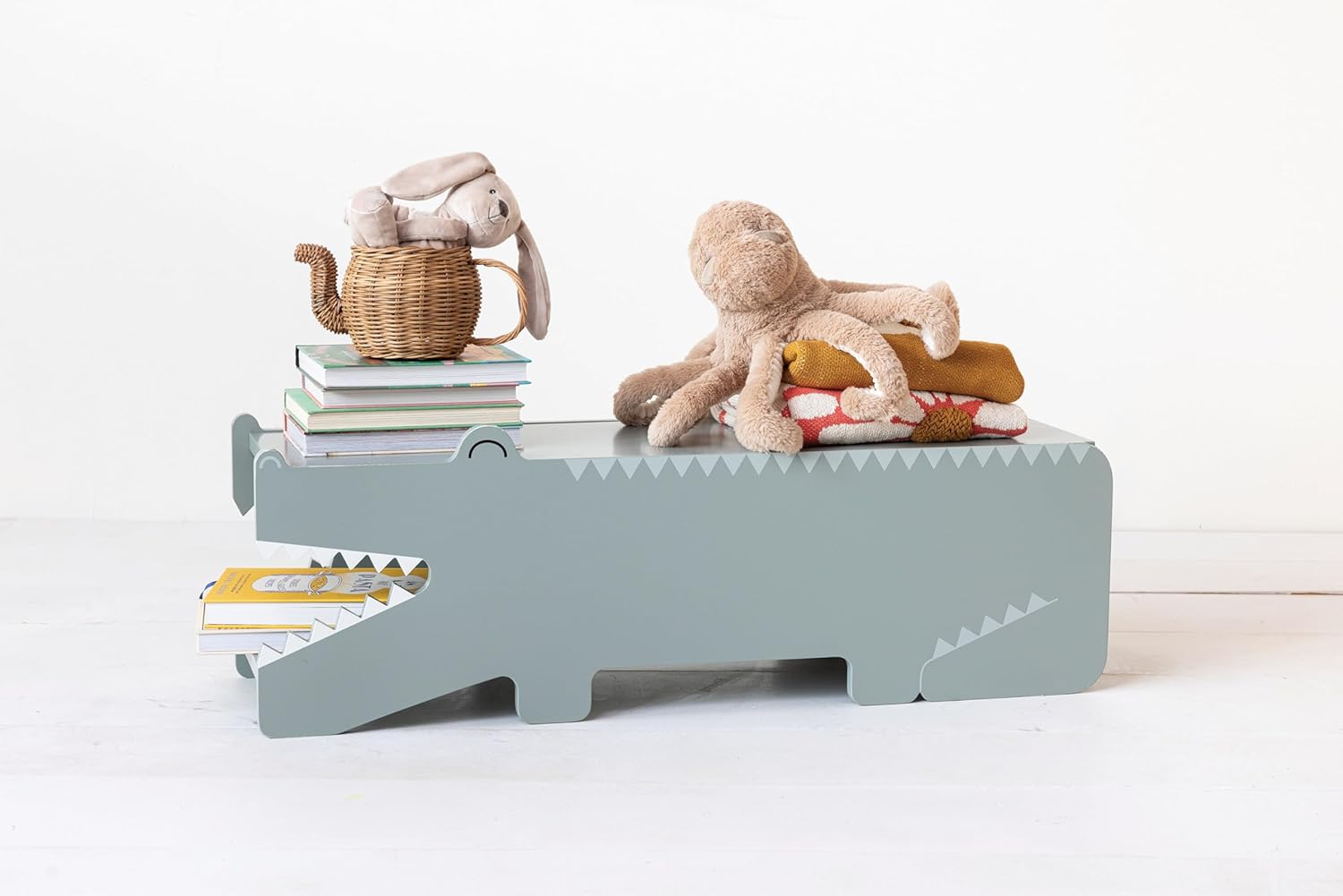 Creative Co-Op, Blue Reclaimed Wood Alligator Bench with Storage