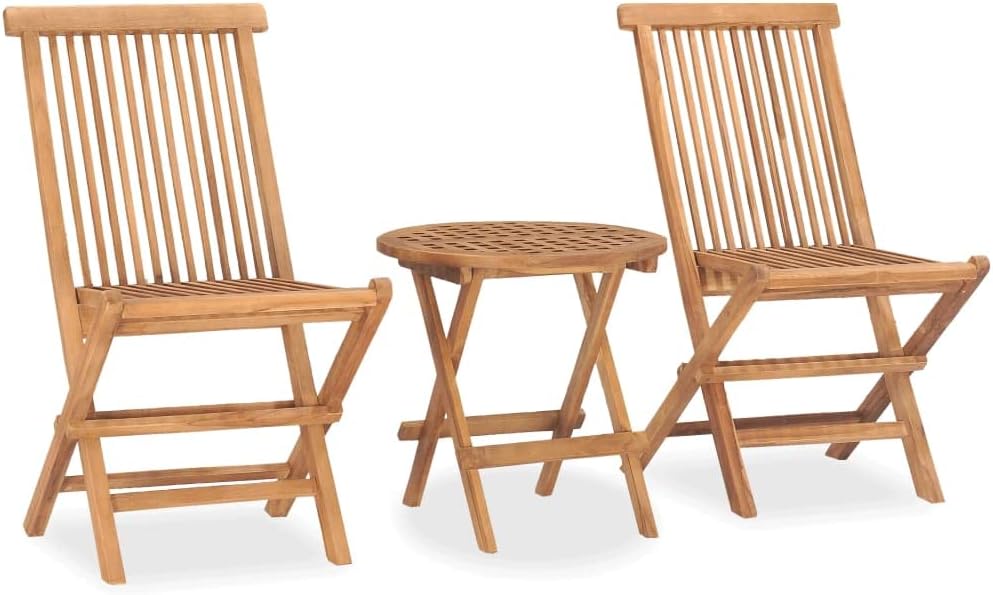 3 Piece Folding Patio Dining Set Solid Teak Wood,Furniture,Outdoor Furniture,Outdoor Furniture Sets,Brown,17.68kg/38.896ib