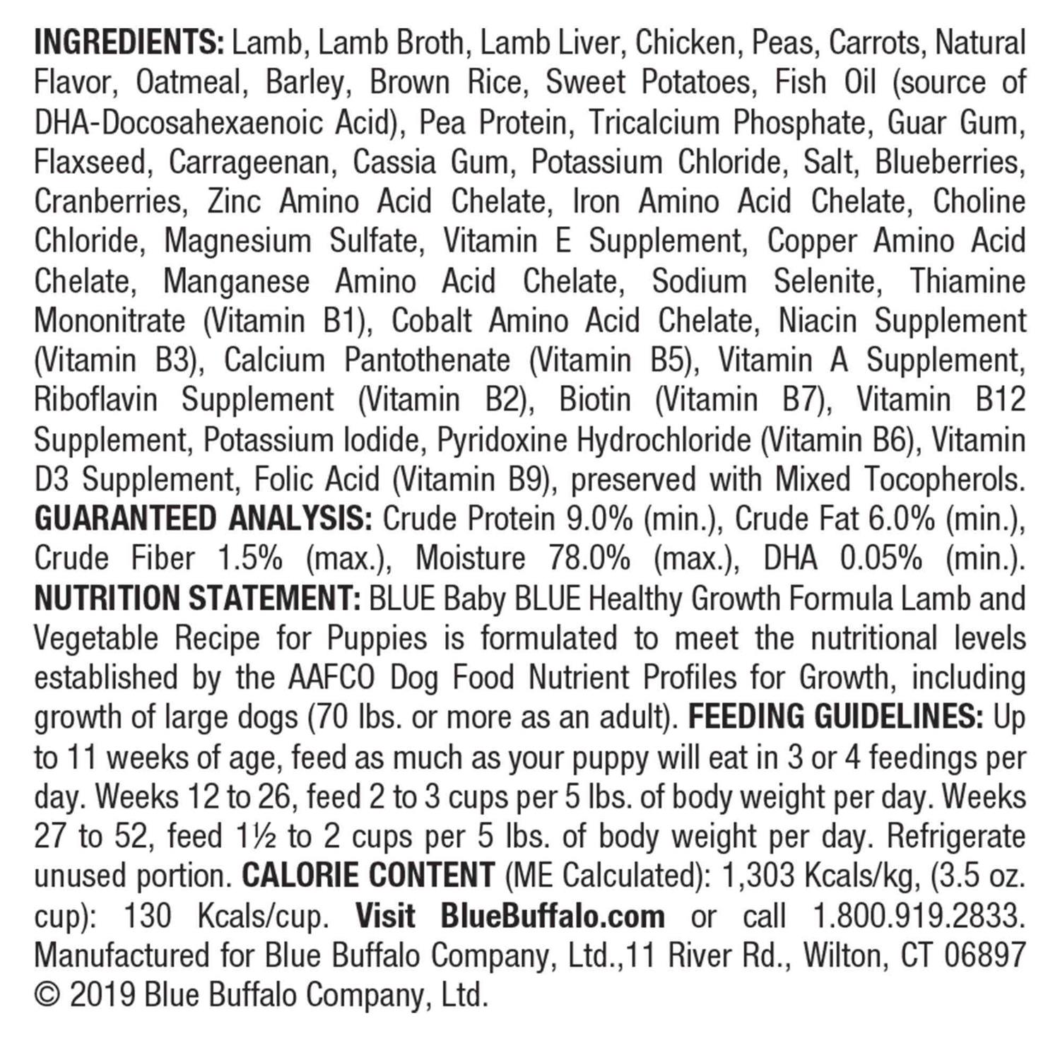 Blue Buffalo Baby Blue Healthy Growth Formula Natural Puppy Wet Dog Food - Pet Supplies online store