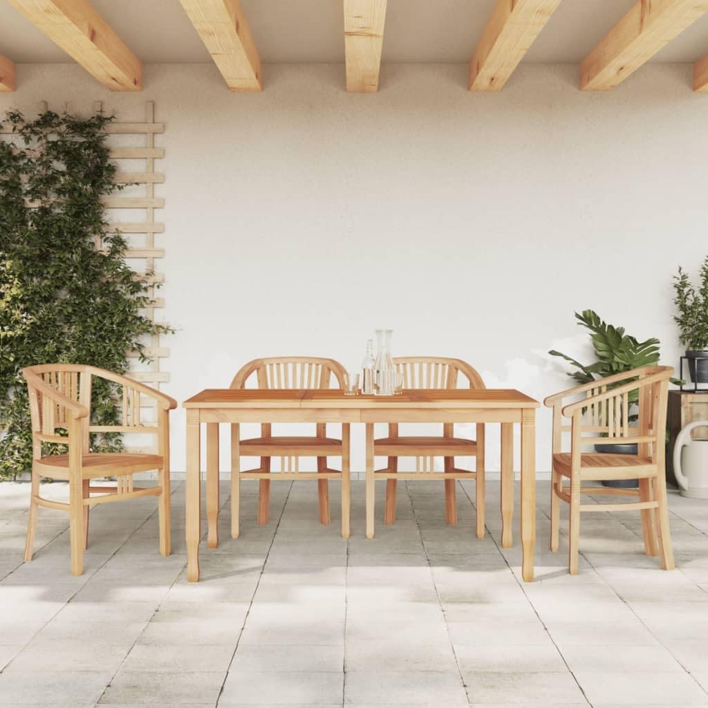 5 Piece Patio Dining Set Solid Wood Teak,Furniture,Outdoor Furniture,Outdoor Furniture Sets,Brown,71.2kg/156.64ib