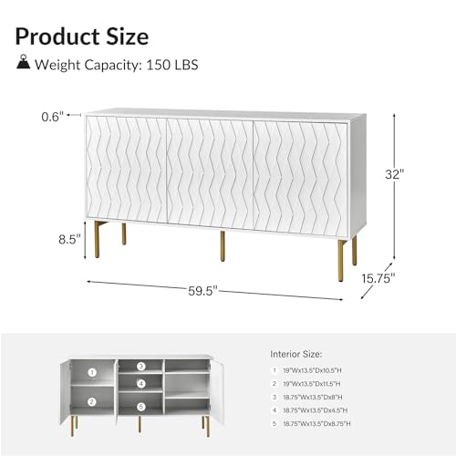 HULALA HOME Buffet Cabinet with Storage,Modern 60