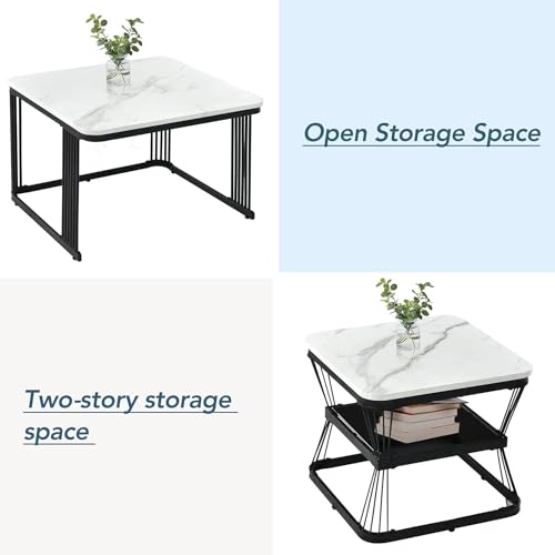 tahali Nest Tables, Square Coffee Table Coffee Table Set Nesting Sofa Table Multi-Functional End Table Side Table,C