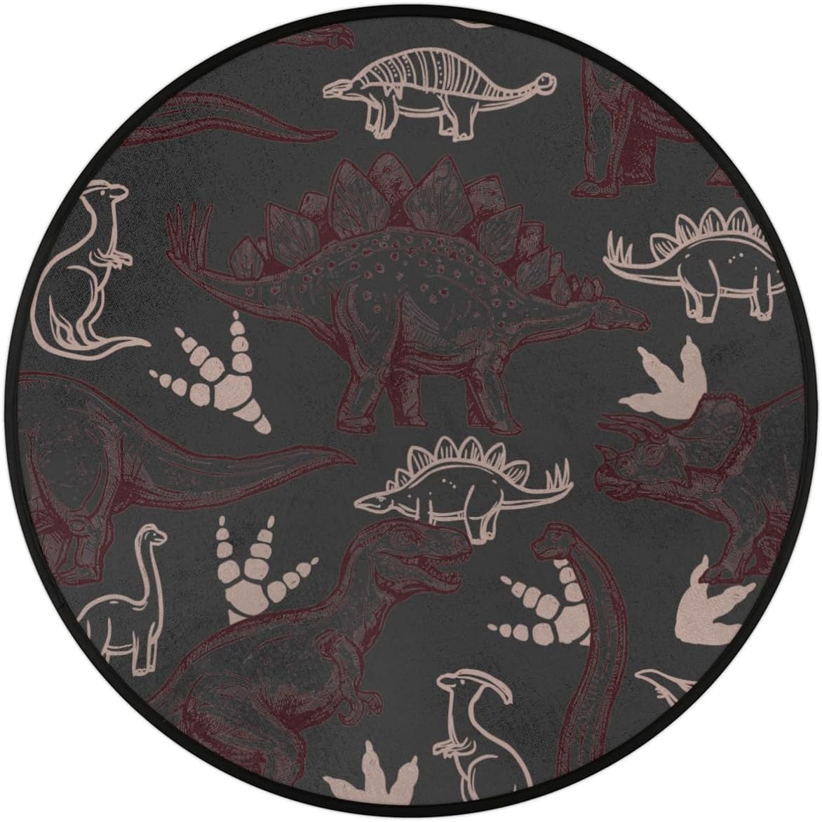 3 Ft Dinosaur Pattern Round Desk Chair Mat Non-Slip Soft Desk Floor Mat Washable Floor Mat for Office Living Room Bedrooms Laundry Room Foyer Doorway