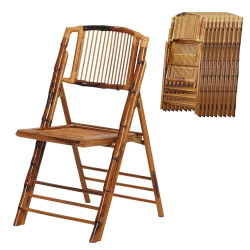 Bamboo Folding Chair Set of 40, Commercial Event Party Bamboo Folding Chair, Outdoor Portable Chairs for Dining Room Outside Indoor