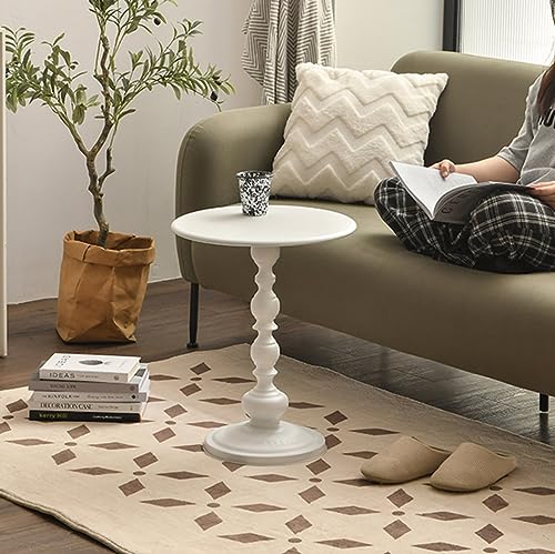 Modern Round End Table for Home Decor Side Table Metal Table Easy Assembly Small Black Table, 15.7 x 20.5 Inches Black