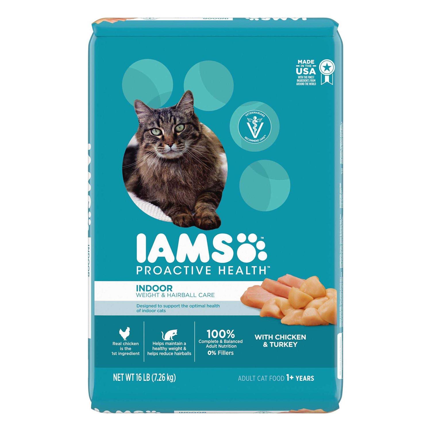 IAMS ProActive Health Weight & Hairball Care Adult Indoor Dry Cat Food - Pet Supplies online store