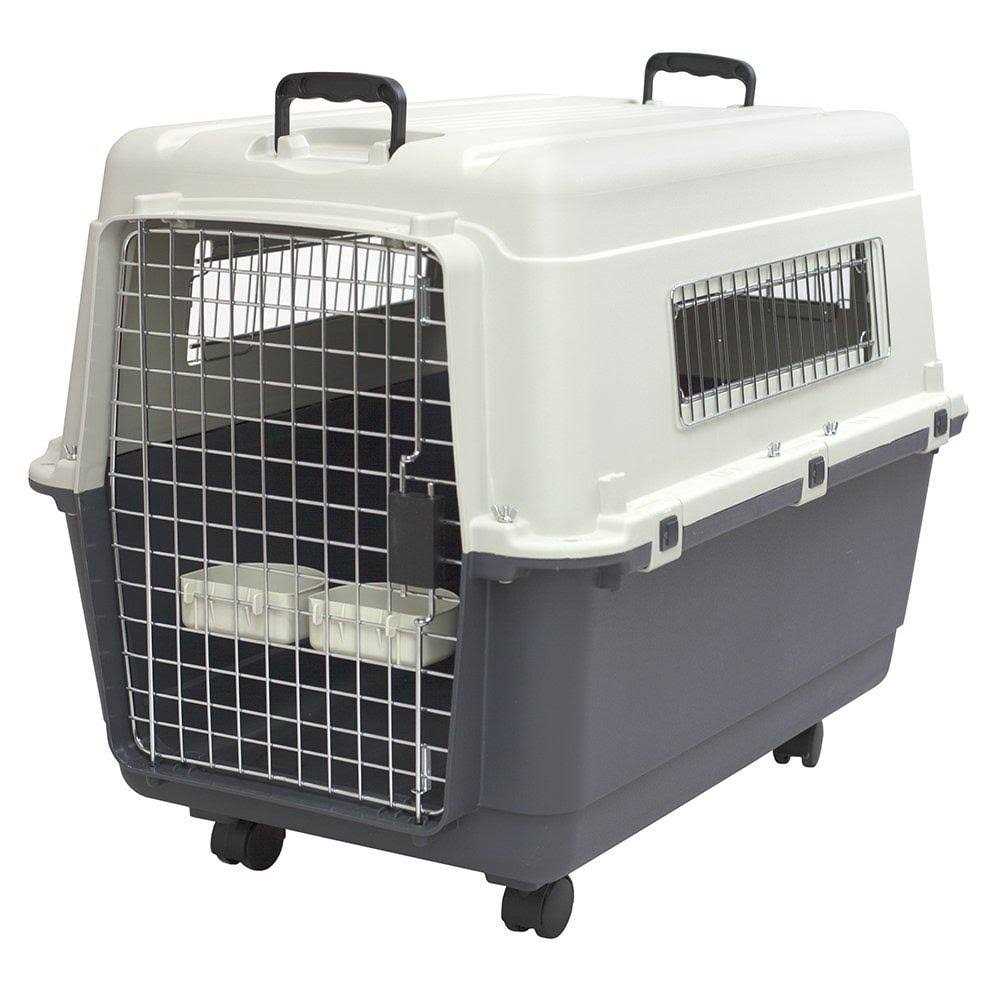 Sportpet Designs Plastic Kennels Rolling Plastic Wire Door Travel Dog Crate - Pet Supplies online store