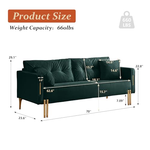 mikibama Modern Velvet Loveseat Sofa, 70