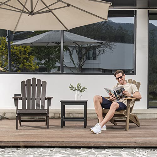 Folding Adirondack Chair, Poly Lumber Fire Pit Chair, Durable All-Weather Patio Chairs for Garden, 350 Lbs Support Oversized Adirondack Chair (Bright Brown, 1 pc)