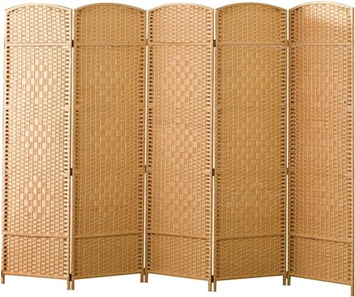 Folding Privacy Screen Room Divider 3 4 5 6 8 Panels, Handmade Wicker Folding Divider for Bedroom/Office, Privacy Screen(4 Panel)