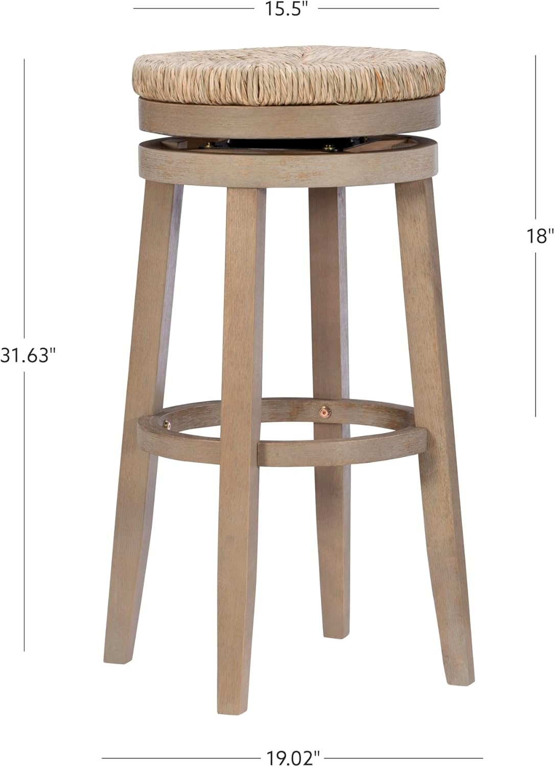 Maya Natural Backless Barstool with Woven Seagrass Swivel Seat by Powell