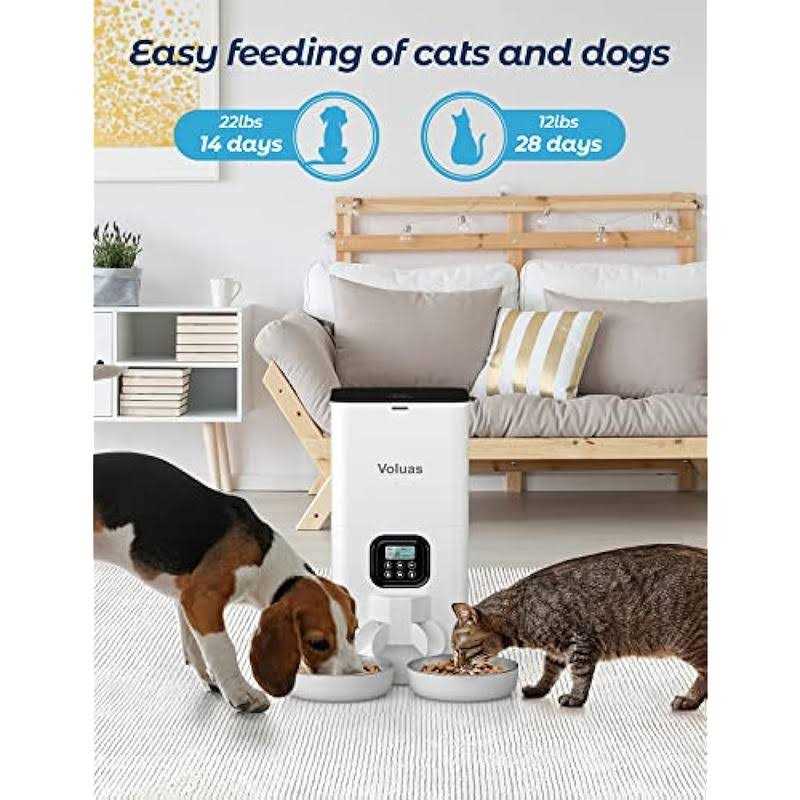 Voluas Automatic Cat Feeders for Two Cats Double Pet Feeder with 2 Stainless Steel Bowls - Pet Supplies online store