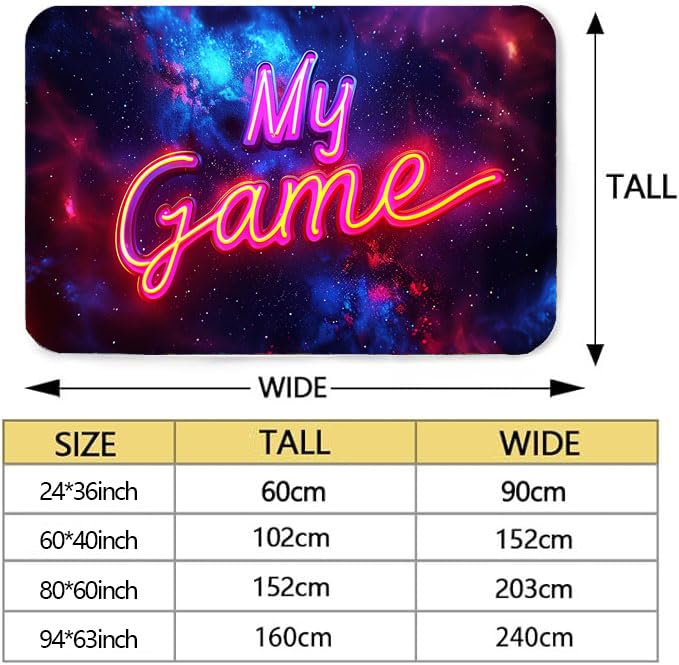 Gamer Area Rug, Boys Children'ss Bedroom Non-Slip Game Rug, Teen Adult Game Room Rug, Game Room Bedroom Living Room Floor Mat My Game Print Text Area Rug Non-Slip Stain Resistant Area Rug 24*36 inches