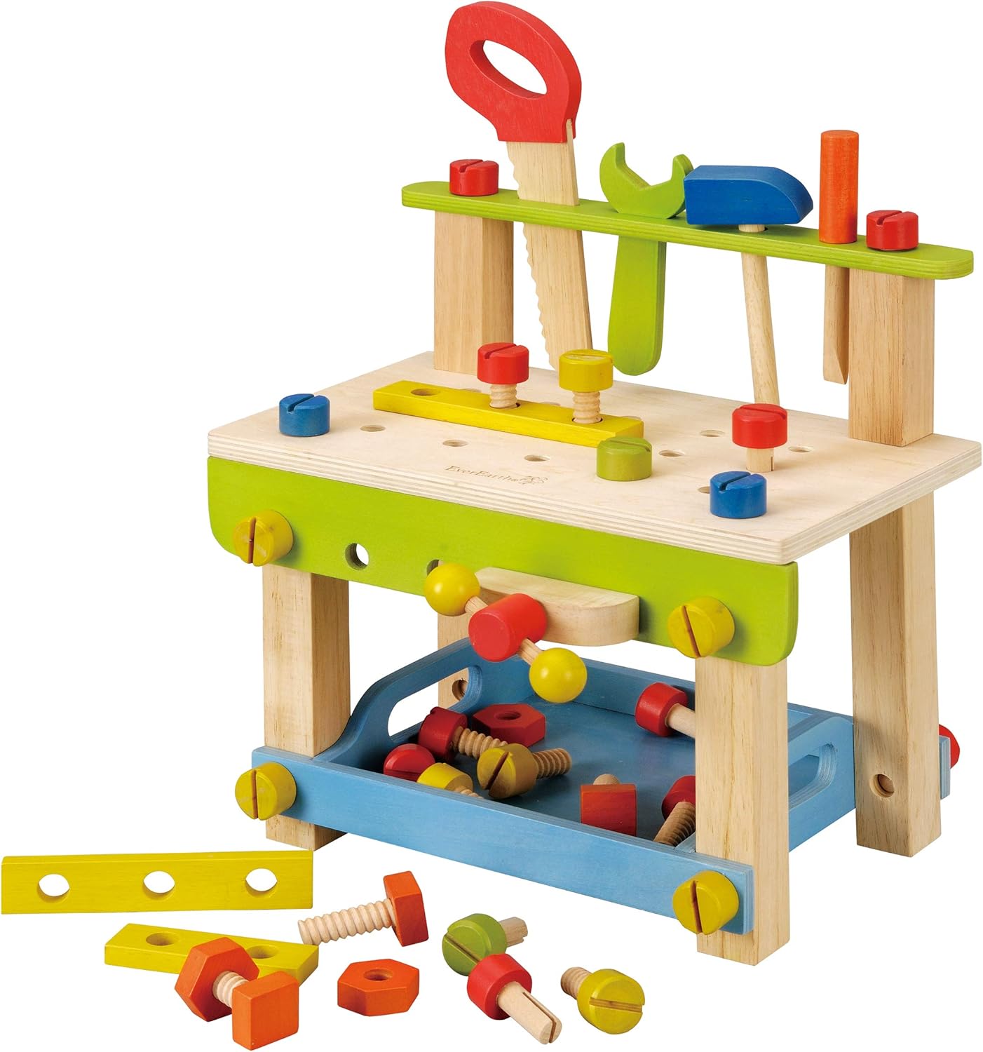 Toddler Workbench with Tools. Wooden Building Set Hammer Toy