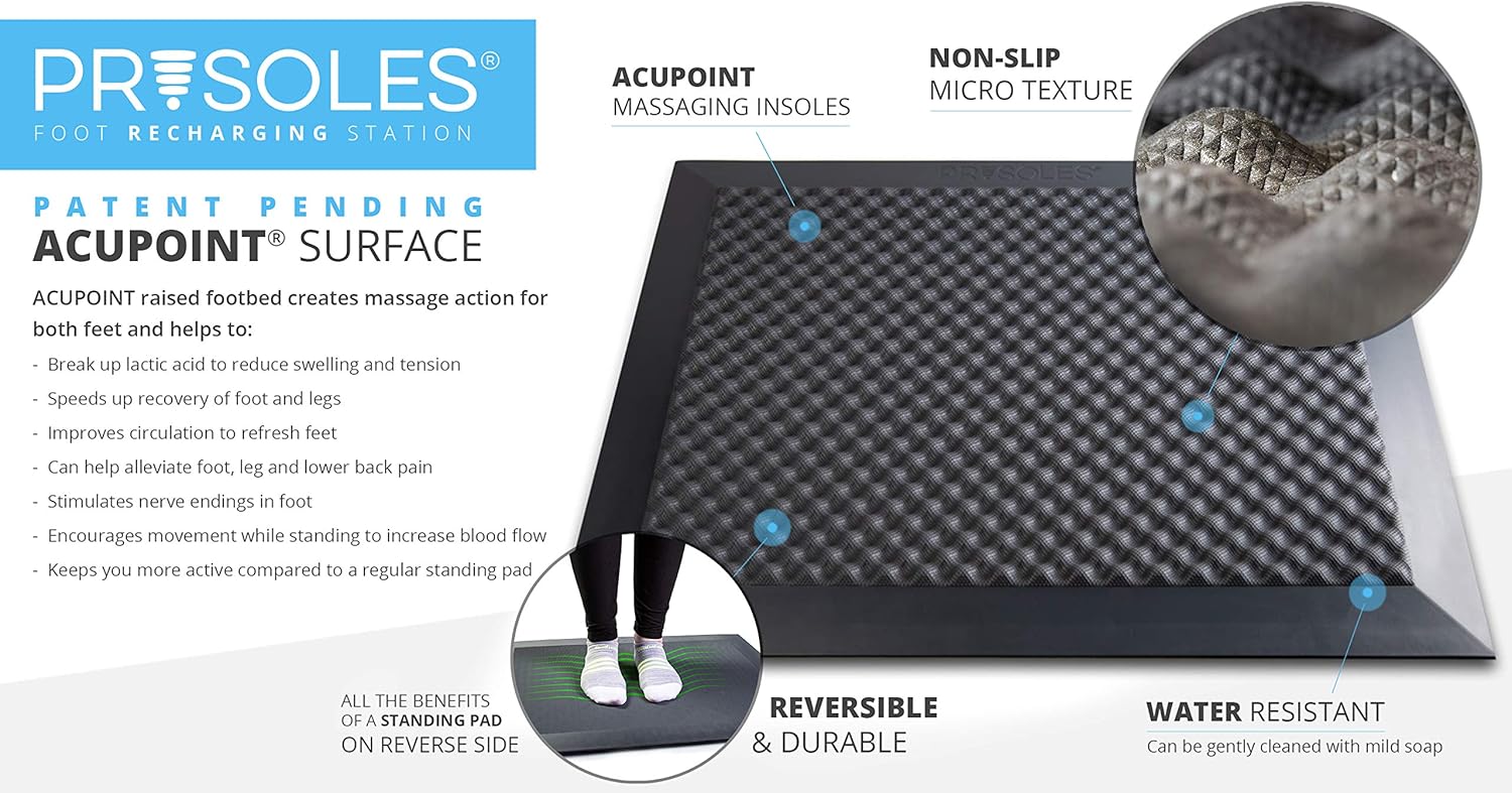 PR Soles Foot Recharging Station | The Dual Sided Standing Desk Mat | Active Recovery for your Feet
