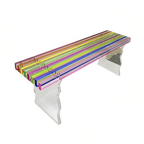 Acrylic Rainbow Bench, Simple Nordic Household Shoe Changing Stool at The Door, Balcony Transparent Stool, Living Room/Bedroom/Office/Study,47.17inches