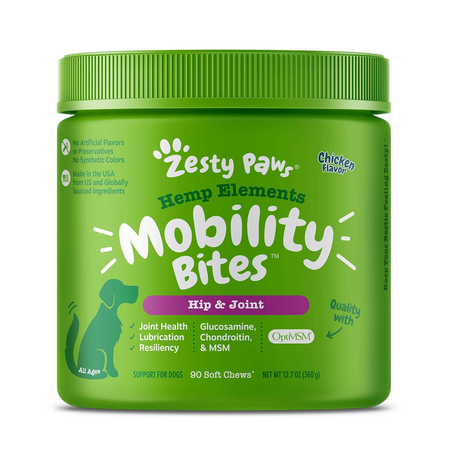 Zesty Paws Hemp Elements Mobility Bites for Dogs - Pet Supplies online store