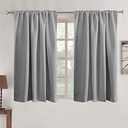 Turquoize Blackout Curtains Back Tab/Rod Pocket Curtain Panels Room Darkening Curtains for Girls Room Thermal Insulated Curtain Drapes for Living Room - Mineral Blue - 52