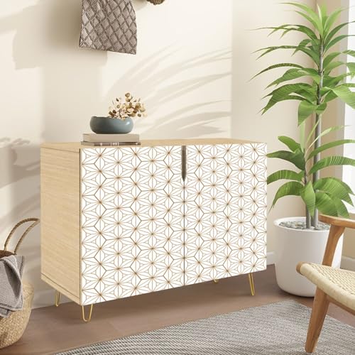 Mid Century Sideboard Buffet Kitchen Storage Cabinet with 2 Doors seamless pattern 3D for festive brochure website print Cupboard Console Table Bar Cabinet for Dining Room Hallway