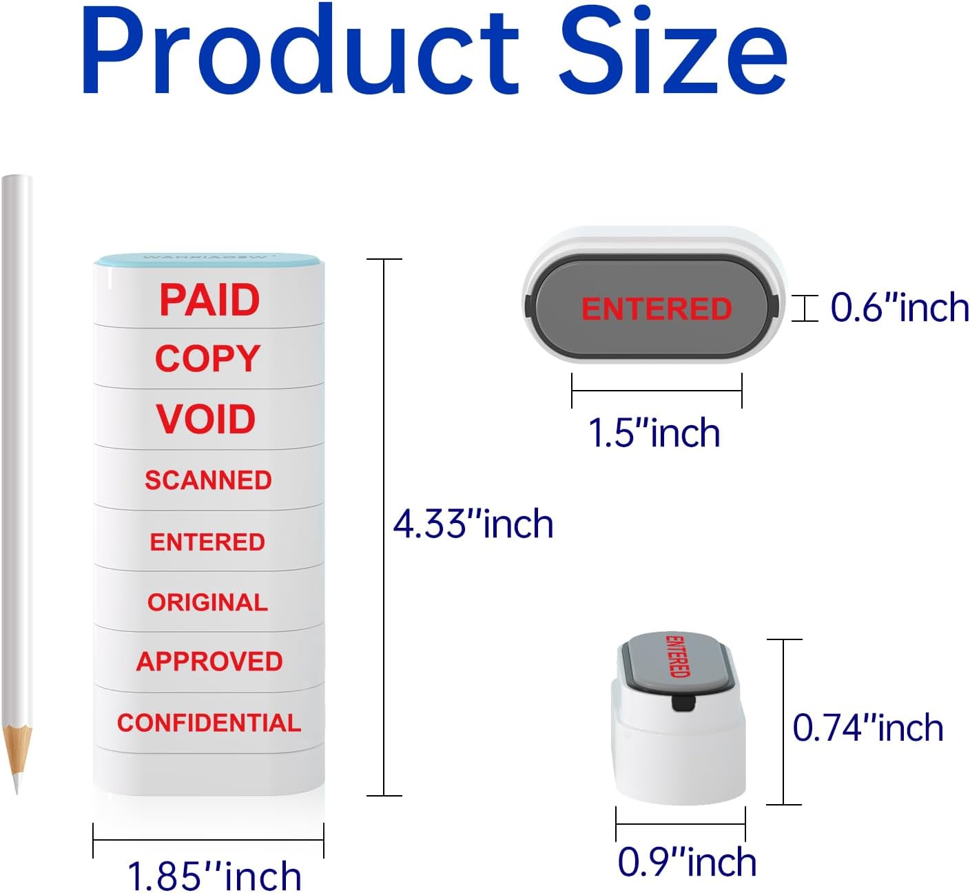 8-in-1 Office Stamps - Portable and Space-Saving Rubber Business Stamp Set for Approved Paid Completed Copy Faxed Scanned Stamps (Office Stamp)