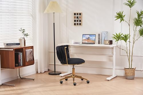 INMOZATA Office Chair Home Computer Chairs Adjustable Task Chairs Velvet Modern Office Chair Vanity Chair 360° Swivel Computer Chair Woven Back Chair Living Room Chairs Green