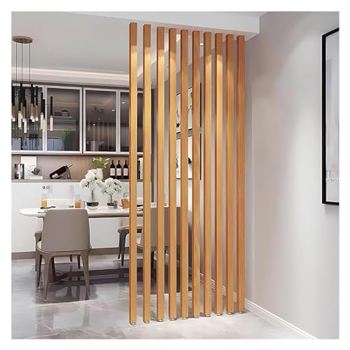 Apartment Privacy Screen Partition Post for Room Divider, Height Adjustable Partition Screen Column Standing Detachable, for Living Room/Kitchen/Hallway/Balcony, 3ft-8ft Custom Height(Wood 10 Pcs,145c