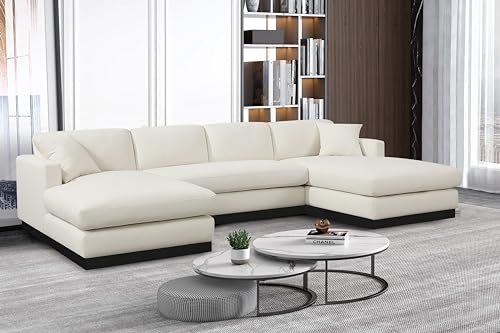 Meridian Furniture Johanna Collection Mid-Century Modern 3pc. Sectional with Rich Linen Textured Fabric, Finish Solid Wood Base, 127