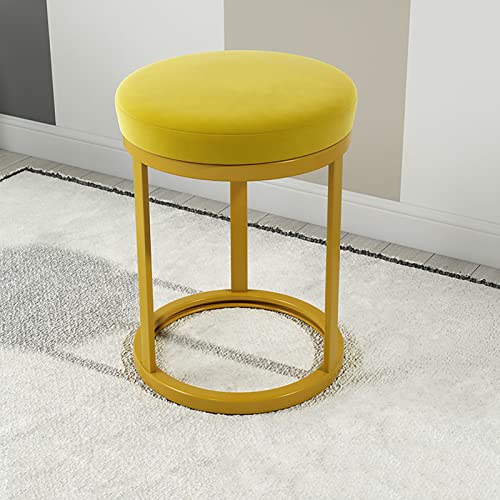 Footstool Ottoman Velvet Round Rest Footstool Vanity Stools with Metal Leg Suitable for Makeup Room Living Room Bedroom Dressing Room Doorway,D