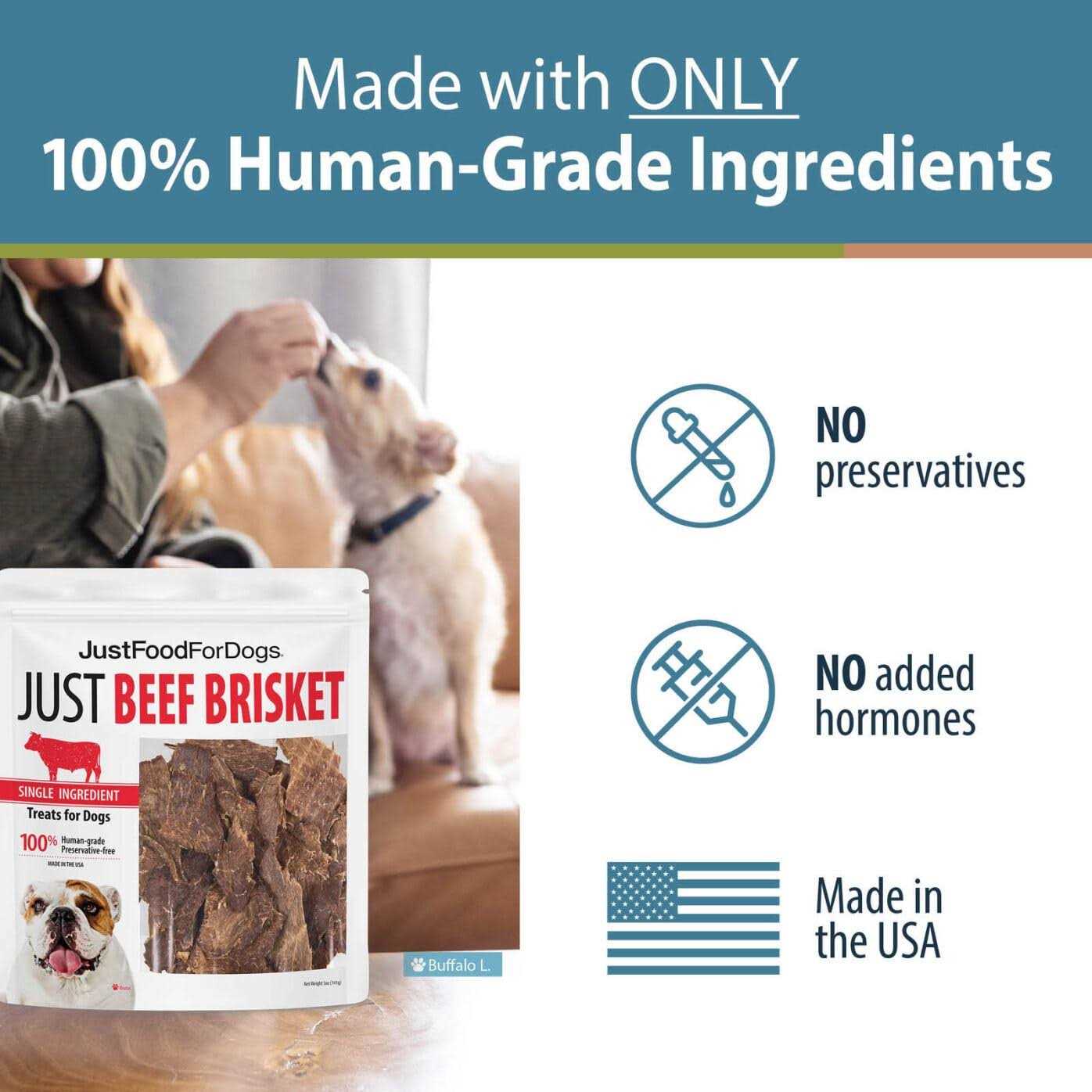 JustFoodForDogs Beef Brisket Dog Treats Single Ingredient - Pet Supplies online store