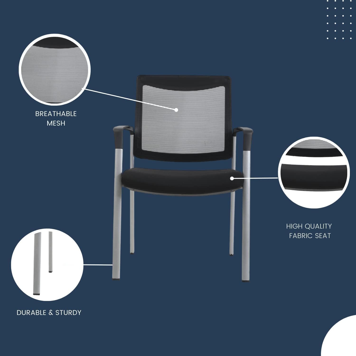 Ever Guest Chair - Office Reception Chairs with Leather Seat - Comfortable Conference Room Chairs - Office Waiting Room Chairs - Suitable for Home, School and Office (Pack of 8)