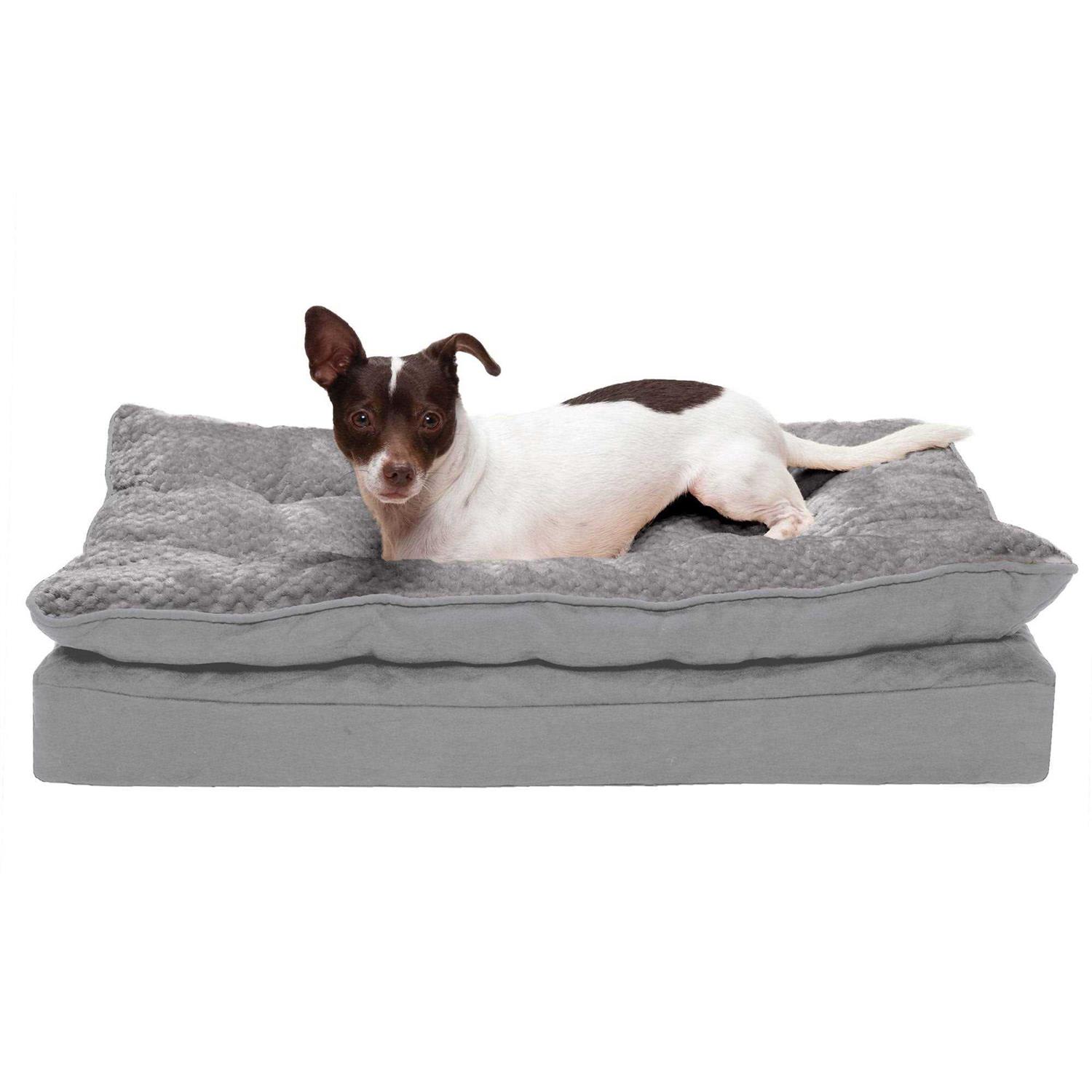 FurHaven Mink Fur & Suede Pillow-Top Orthopedic Dog Bed - Pet Supplies online store