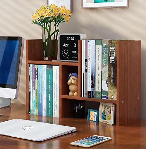 Desktop Bookshelf Desk Storage Organizer Adjustable Wood Desktop Display Shelf Rack Counter Office Storage Rack Top Bookcase - Free Style Display Natural Stand Office Supplies Desk Organizer
