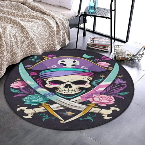 Modern Round Rug Floral Animal Rainbow Dinosaurs Office Computer Chair Cozy Floor Mat Area Rugs Home Decor Super Soft Carpets Play Rug, Diameter 24inch 36inch 60inch