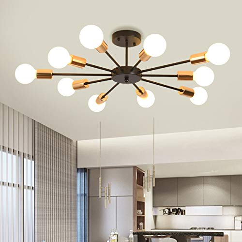 Jaycomey Modern Sputnik Chandeliers Light, 10-Light Gold Dining Room Chandelier Over Table, E26 Base Mid Century Ceiling Light Fixtures Height Adjustable Hanging Pendant Lighting for Kitchen Bar Cafe
