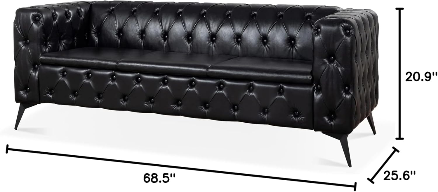 Furniture Comfy Couch Traditional Square Arm Sofa - 84.06 Inch Width, Removable Cushion, 3 Seater - Classic Design, Supreme Comfort Sofas para sala