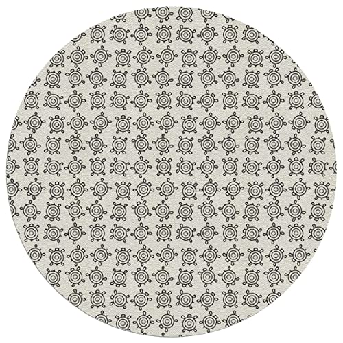 Black and White PU Leather Heavy Duty Office Chair Mat for Rolling Chairs, Various Black Dino Silhouettes Computer Chair Mat,for Rolling Chair,Large Floor Protector Dinosaur Diameter 47.2 in