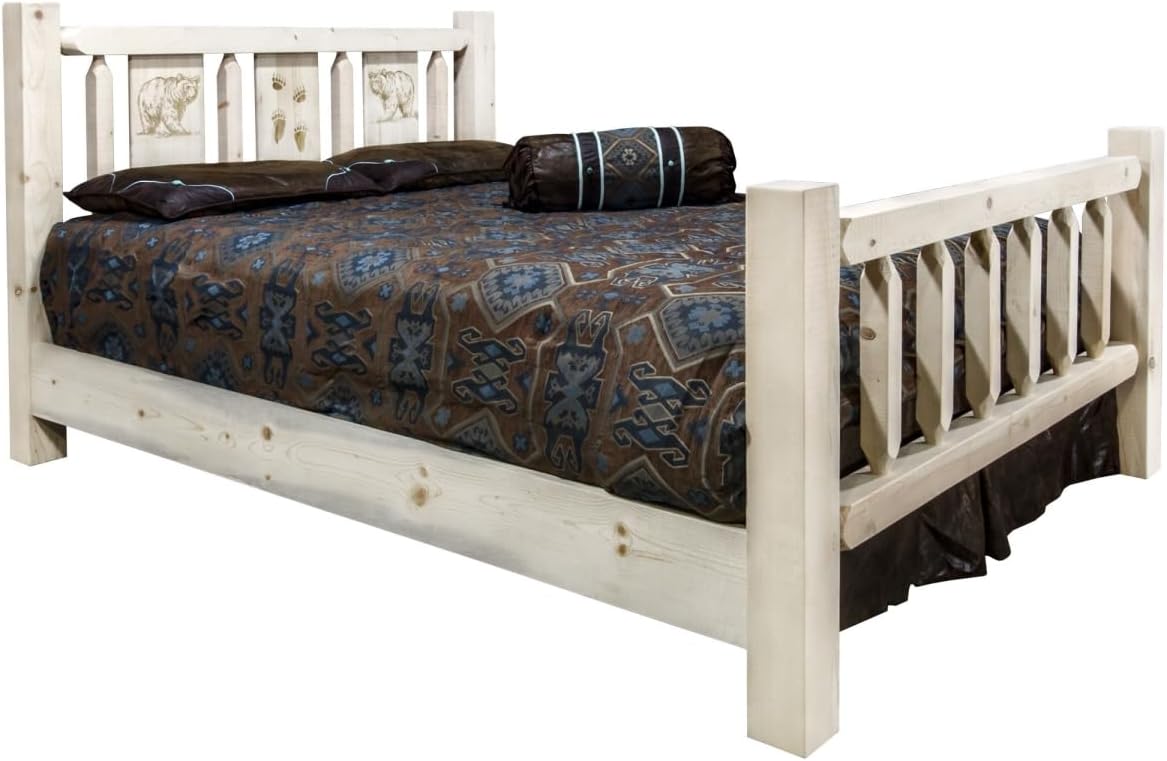 Montana Log Collection Wood Homestead King Bed MWHCKBVLZBEAR