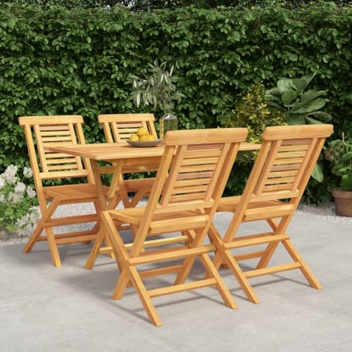 5 Piece Patio Dining Set, Back Patio Furniture Outdoor Furniture Table and Chairs Set Modern Patio Furniture Set Outdoor Dining Chairs Suitable for Patio Hotels Resorts Apartments, Solid Wood Teak
