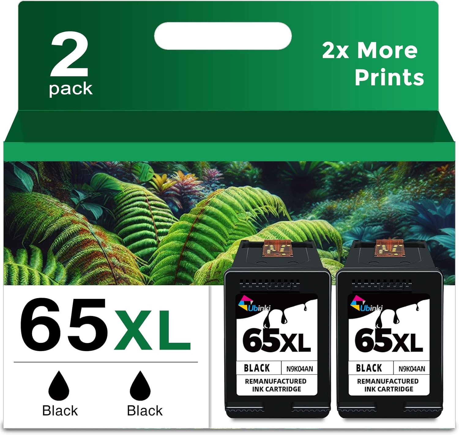 Remanufactured Ink Cartridge Replacement for HP 65XL 65 Ink (Black,2-Pack) HP65 XL HP65XL for 5000 5055 3755 3700 3772 3722 2600 3752 2652 2655 2622 2640 5052 5010 5070 5014 Printer