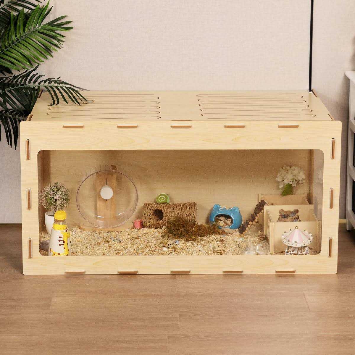 Coziwow Wooden Hamster Cage Small Animal Hutch with Large Run Space - Pet Supplies online store