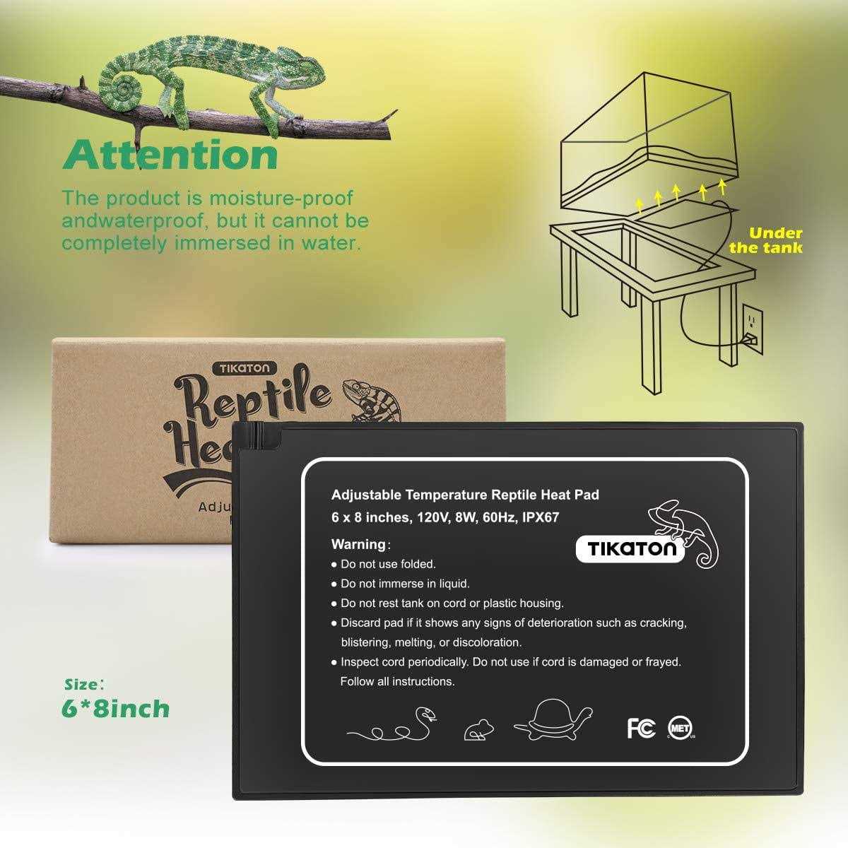 Tikaton Reptile Heat Pad Adjustable Temperature Under Tank Heater for 10-20gal/30-40gal Tank - Pet Supplies online store