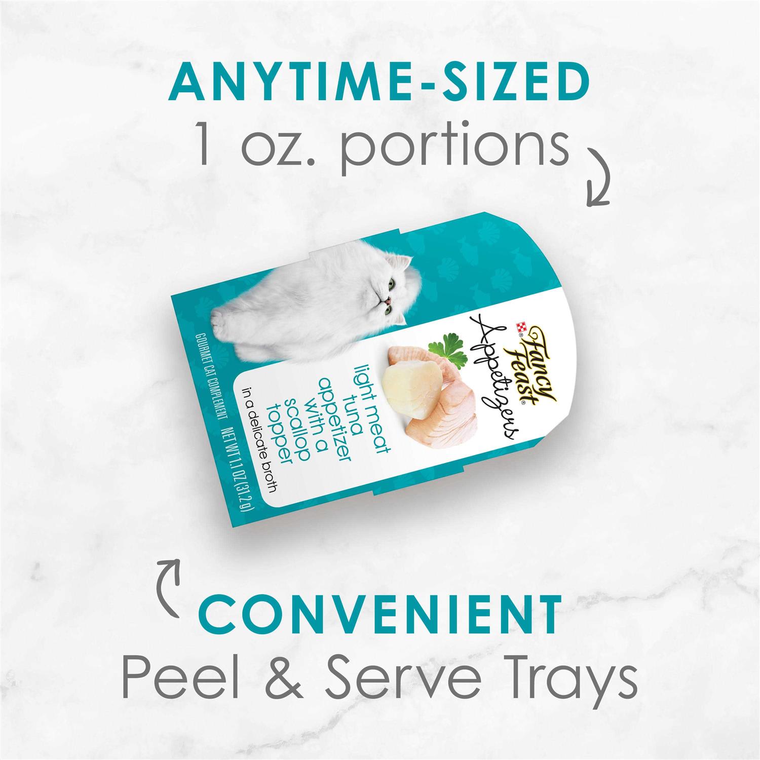 Fancy Feast Wet Cat Food Complement Appetizers Light Meat Tuna With a Scallop Topper - Pet Supplies online store