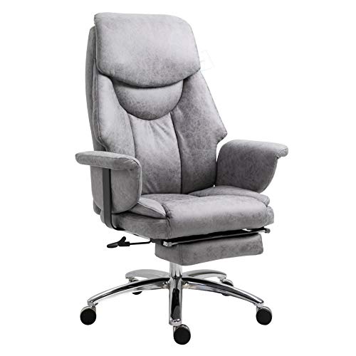 Abraham Wingback Style Office Chair with Footrest (Vintage Effect Grey)