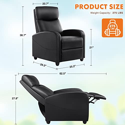 Comfortable Recliner Chair for Living Room with Massage and Lumbar Support - PU Leather Recliner Sofa for Home Theater Seating (Gray+Fabric)