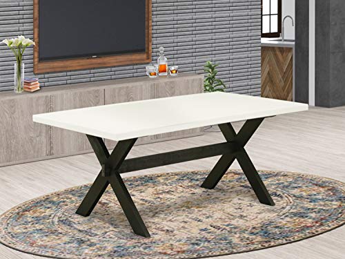 East West Furniture X-Style Kitchen Dining Rectangle Solid Wood Table Top with Stylish Legs, 40x72 Inch, XT697